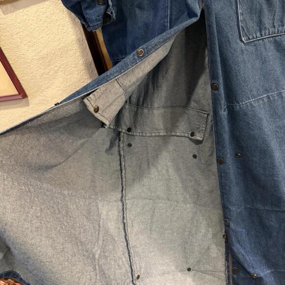 J. Peterman Horsemans 80s Duster Ranchers Coverall Jacket Equestrian Denim Large - Picture 6 of 9